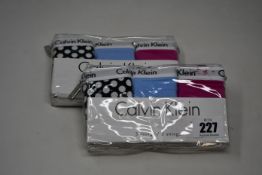 Five packs of women's as new Calvin Klein Bikinis briefs (Three pairs per pack, all XL - RRP £38 per
