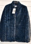 Two as new Fransa navy leopard Frmafur jacket (1 x L, 1 x XL - RRP £90 each).