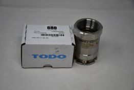 One boxed as new TODO stainless steel tank unit dry breakaway fitting 