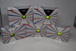 Six boxed as new Callaway twelve pack super soft golf balls (Colour yellow).