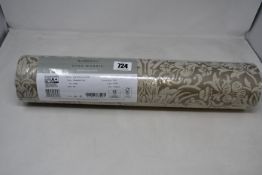 One boxed as new Morris & Co. Pure Strawberry Thief Wallpaper, Taupe / Gilver (DMPU216019).