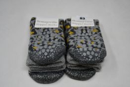 Ten pairs of as new Somerville Leopard slipper socks in grey/yellow (One size - RRP £20 each).
