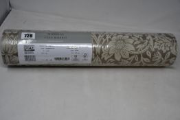 One boxed as new Morris & Co. Pure Strawberry Thief Wallpaper, Taupe/Gilver (DMPU216019).