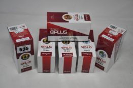 Six boxes of ten (10ml) OPLus E-Liquid in American Blend, Classic Tobacco and Ice Mint 18mg/ml (Over