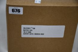 Ten boxed as new CHT Silcoset 158 (Thixotropic, black acetoxy silicone sealant).