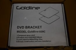 Five boxed as new Goldline 609C DVD wall shelf mount brackets.