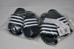 Six pairs of as new Adidas Adilette Aqua sliders (All UK 6).