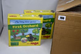 Six children's boxed as new Haba My Very First Orchard game.