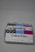 Six packs of women's as new Calvin Klein bikini briefs (Three pairs per pack, 2 x S, 4 x XL - RRP £
