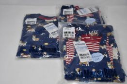 Three JoJo Maman Bebe Puppy Print pinafore sets (6-12 months, 12 -18 months, 3-4 years - RRP £24
