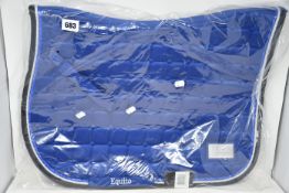 Two boxed as new Equito horse saddle pad in red and blue.