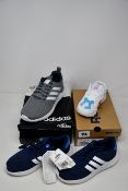 Three pairs of children's Adidas trainers; Kaptir (UK 2), Lite Racer CLN (UK 3.5) and Lite Racer (