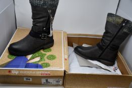 Two pairs of as new Relife boots (UK 4, 5 - RRP £60 each).