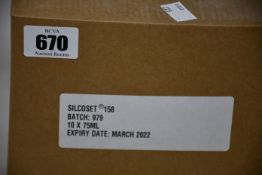 Ten boxed as new CHT Silcoset 158 (Thixotropic, black acetoxy silicone sealant).