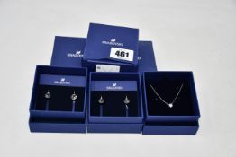 Two pairs of Swarovski Bella V Pierced Earrings (Grey, rose-gold tone plated, 5299317) and a