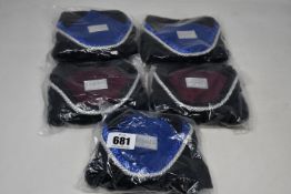 Three boxed as new Equino horse ear bonnet in black with blue full and two boxed as new Equino horse