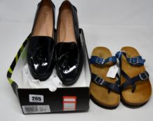 A pair of as new Jones Bootmaker Geranium black patent loafers (UK 9) and Jones Bootmaker Feix