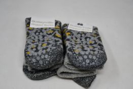 Ten pairs of as new Somerville Leopard slipper socks in grey/yellow (One size - RRP £20 each).