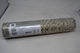 One boxed as new Morris & Co. Pure Strawberry Thief Wallpaper, Taupe/Gilver (DMPU216019).