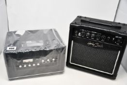 A Mooer Hornet Black 15W Modelling Guitar Amp and a Harley Benton HB-10G Guitar Combo Amp, both