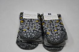 Ten pairs of as new Somerville Leopard slipper socks in grey/yellow (One size - RRP £20 each).