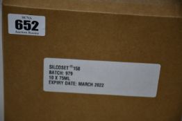 Ten boxed as new CHT Silcoset 158 (Thixotropic, black acetoxy silicone sealant).