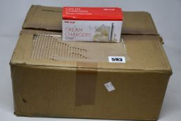 One boxed as new Mosa twenty four pack non refillable cream chargers (Approximately: 25 packs).