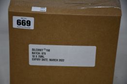 Ten boxed as new CHT Silcoset 158 (Thixotropic, black acetoxy silicone sealant).