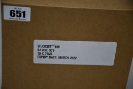 Ten boxed as new CHT Silcoset 158 (Thixotropic, black acetoxy silicone sealant).