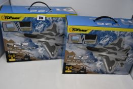 Two boxed as new Top Race F22 Raptor 4 channel remote control airplanes (TR-F22B).