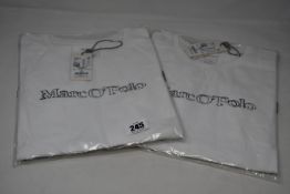 Five as new Marc O'Polo white T-shirts with logo (2 x S, 2 x M, 1 x XL - RRP €30 each).