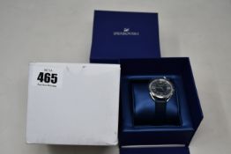 A ladies boxed as new Swarovski Crystalline Glam watch with blue leather strap (5537961).