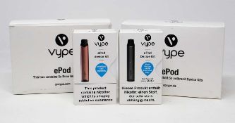 Five boxed as new Vype ePod Device Kits in Rose Gold (Over 18's only) and five boxed as new Vype