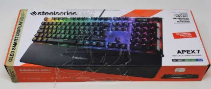 A boxed as new Steelseries Apex 7 Mechanical RBG Backlit Gaming Keyboard (English UK layout) (Box