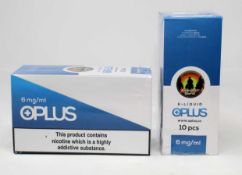 Eight boxes of ten (10ml) OPLus E-Liquid American Blend 6mg/ml (Over 18s only).