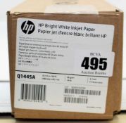 A boxed as new roll of HP Matte Inkjet Paper (594mm x 45.7m 90g/m2) in Bright White (Box sealed).