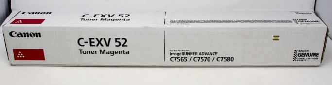 A boxed as new Canon C-EXV 52 Magenta Toner Cartridge (P/N: 1000C002[AA]) (Box sealed).