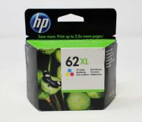 Three boxed as new HP 62XL High Yield Tri Colour Ink Cartridges (P/N: C2P07AE UUS) (Some cosmetic