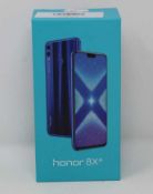 A boxed as new Huawei Honor 8X JSN-L22 4GB RAM 64GB Storage Android Smartphone in Blue (Box sealed.