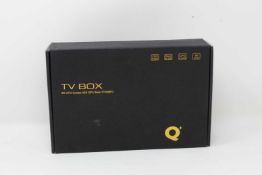 A boxed as new Q Plus OTT 4GB RAM 32GB ROM Android TV Box (Box opened, some cosmetic damage to