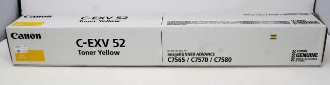 A boxed as new Canon C-EXV 52 Yellow Toner Cartridge (P/N: 1001C002[AA]) (Box sealed).