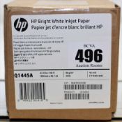 A boxed as new roll of HP Matte Inkjet Paper (594mm x 45.7m 90g/m2) in Bright White (Box sealed).