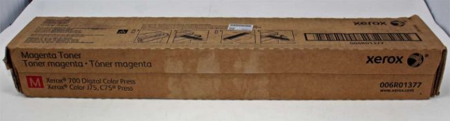 A boxed as new Xerox 006R01377 Magenta Toner Cartridge (Box sealed, some cosmetic damage to box).