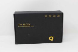 A boxed as new Q Plus OTT 4GB RAM 32GB ROM Android TV Box (Box opened, some cosmetic damage to