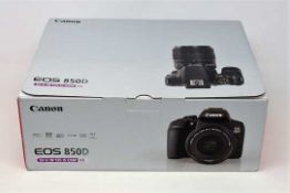 A boxed as new Canon EOS 850D DSLR Camera Body & EF-S 18-135mm f/3.5-5.6 IS USM Lens Kit (Boxes