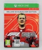 A boxed as new F1 2020 Deluxe Schumacher Edition Xbox One Game Disk (Packaging sealed).