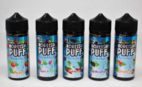 COLLECTION ONLY: A box of Cherish Vapor Moreish Puff 0mg 100ml Shortfill E-liquids in assorted