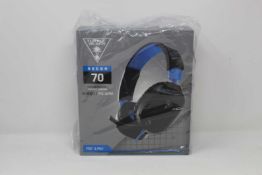 A boxed as new Turtle Beach Recon 70P Gaming Headset in Black & Blue (M/N: TBS-3555-02) (Box
