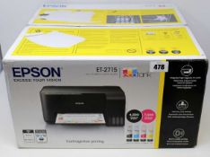 A boxed as new Epson EcoTank ET-2715 A4 Colour Multifunction Inkjet Printer (Part No: