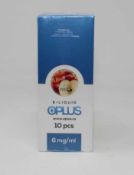 Eight boxes of ten (10ml) OPLus E-Liquid Apple 6mg/ml (Over 18s only).